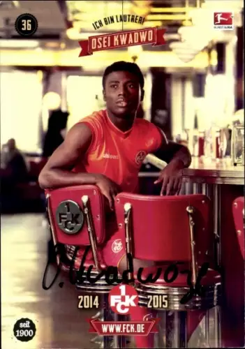 Autogrammkarte Manfred Osei Kwadwo, 1. FC Kaiserslautern, Portrait, Autogramm