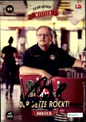 Autogrammkarte Wolfgang Wittich, Zeugwart, 1. FC Kaiserslautern, Portrait, Autogramm