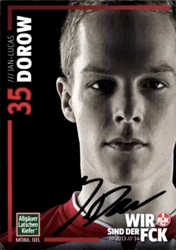 Autogrammkarte Jan-Lucas Dorow, 1. FC Kaiserslautern, Portrait, Autogramm