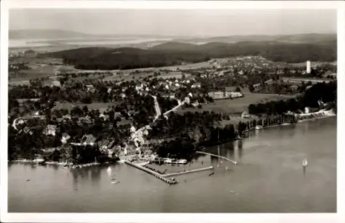 Ak Staad Konstanz am Bodensee, Luftaufnahme von  See, Boote, Ufer, Landschaft