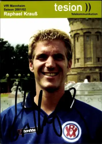 Autogrammkarte Fußballer Raphael Krauß, VfR Mannheim, Autogramm