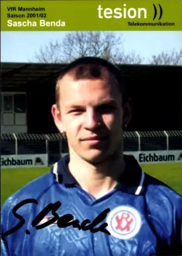 Autogrammkarte Fußballer Sascha Benda, VfR Mannheim, Autogramm