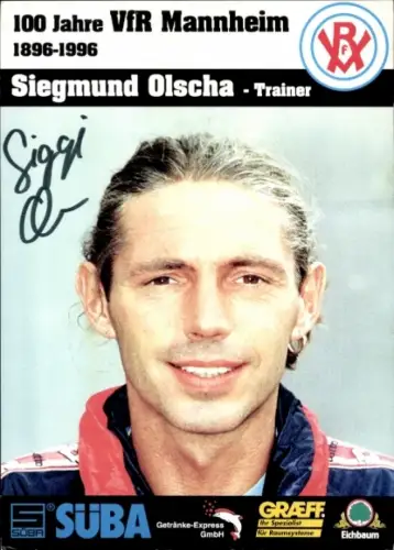 Autogrammkarte Trainer Siegmand Olscha, VfR Mannheim, Autogramm