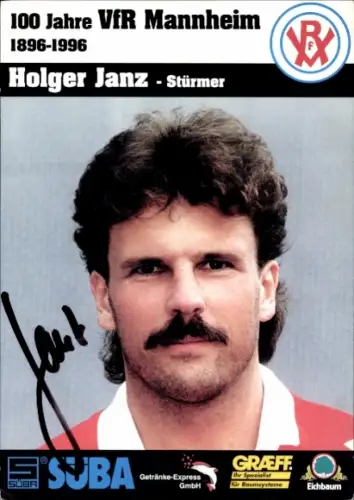 Autogrammkarte Fußballer Holger Janz, VfR Mannheim, Autogramm