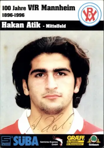Autogrammkarte Fußballer Hakan Atik, VfR Mannheim, Autogramm