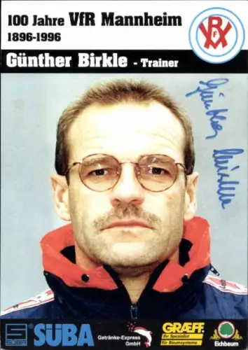Autogrammkarte Trainer Günther Birkle, VfR Mannheim, Autogramm