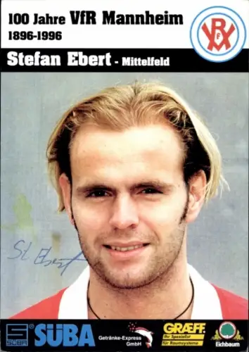 Autogrammkarte Fußballer Stefan Ebert, VfR Mannheim, Autogramm