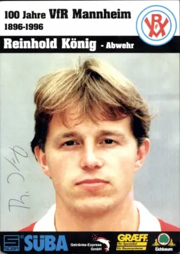 Autogrammkarte Fußballer Reinhold König, VfR Mannheim, Autogramm