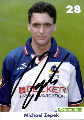 Autogrammkarte Fußballer Michael Zepek, Karlsruher SC, Autogramm