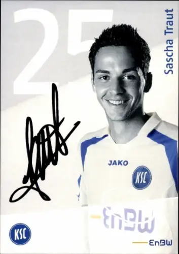 Autogrammkarte Fußballer Sascha Traut, Karlsruher SC, Autogramm