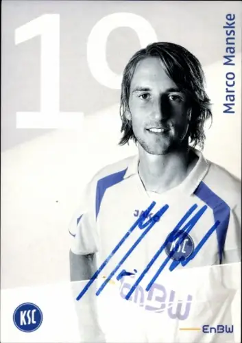 Autogrammkarte Fußballer Marco Manske, Karlsruher SC, Autogramm