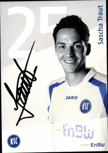Autogrammkarte Fußballer Sascha Traut, Karlsruher SC, Autogramm