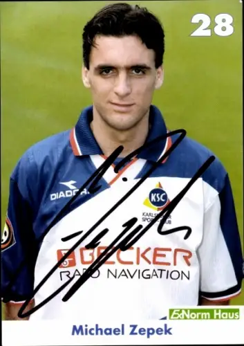 Autogrammkarte Fußballer Michael Zepek, Karlsruher SC, Autogramm