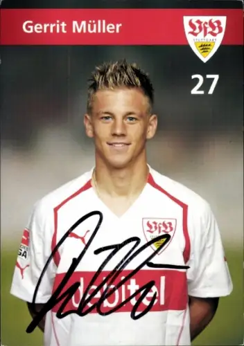 Autogrammkarte Fußballer Gerrit Müller, VfB Stuttgart, Autogramm
