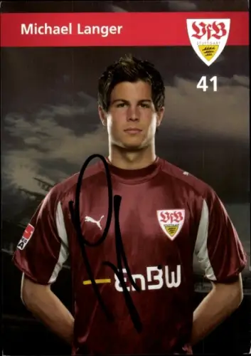 Autogrammkarte Fußballer Michael Langer, VfB Stuttgart, Autogramm