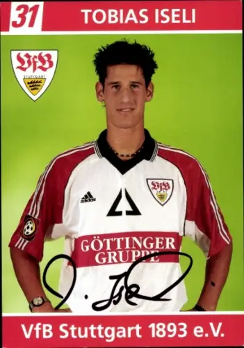 Autogrammkarte Fußballer Tobias Iseli, VfB Stuttgart, Autogramm