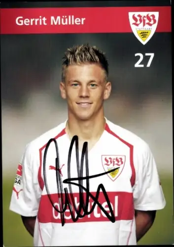 Autogrammkarte Fußballer Gerrit Müller, VfB Stuttgart, Autogramm