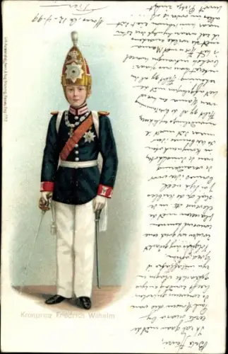 Litho Kronprinz Friedrich Wilhelm von Preußen, als Kind in Uniform