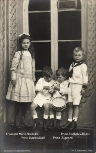 Ak Prinzessin Maria Alexandra, Prinz Gustav Adolf, Prinz Sigvard, Prinz Berthold von Baden