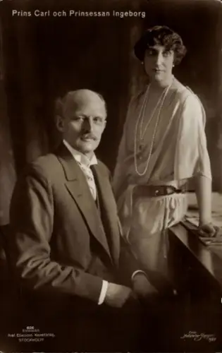 Ak Prinz Karl von Schweden, Prinzessin Ingeborg, Portrait