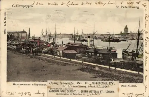 CPA Saint-Pétersbourg Russie, Quai Nicolas