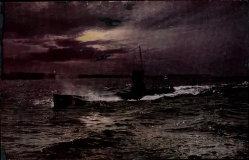 Ak Deutsches Unterseeboot in voller Fahrt, Kaiserliche Marine