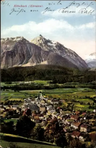 Ak Kötschach Mauthen in Kärnten, Berglandschaft, Ort Kötschach, Kärnten, farbig