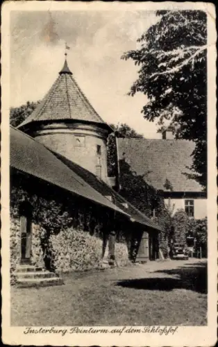 Ak Tschernjachowsk Insterburg Ostpreußen, Peinturm, Schloffhof, Schwarz-Weiß-Foto, Natur, Gebäude