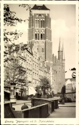 Ak Gdańsk Danzig,  Jopengasse, St. Marienkirche,  Gebäude