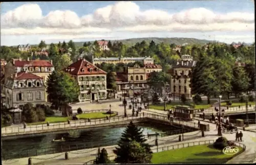 Ak Mulhouse Mülhausen Elsass Haut Rhin, Stadtansicht, Park, Gebäude, Wasser, Menschen, Bäume