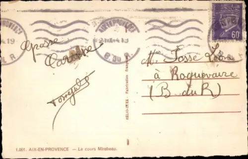 CPA Aix en Provence Bouches du Rhône, Le cours Mirabeau