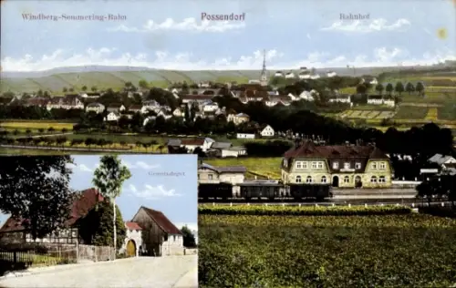 Ak Possendorf Bannewitz Sachsen, Windberg Semmering Bahn, Bahnhof, Gleisseite, Gemeindegut