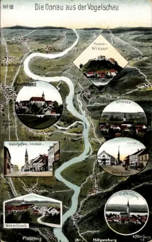 Landkarten Ak Felle, Eugen, Winzer an der Donau Niederbayern, Hofkirchen, Nesselbach, Osterhofen