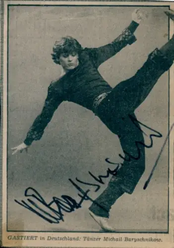 Zeitungsausschnitt Tänzer Michail Baryschnikow, Portrait, Autogramm