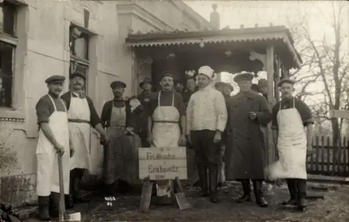 Foto Ak Grabowitz Kreis Konitz Westpreußen, Feldküche 1914