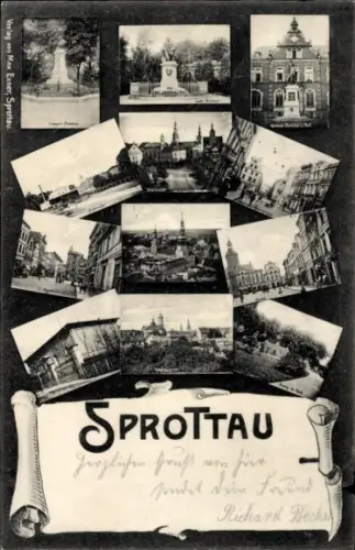 Ak Szprotawa Sprottau Schlesien, Verschiedene Ansichten von   von Richard Bich