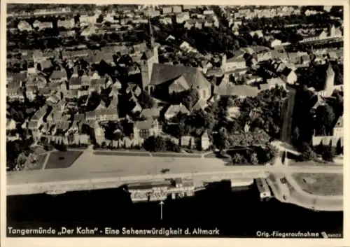 Ak Tangermünde an der Elbe, Luftaufnahme von  Der Kahn, Sehenswürdigkeit, Altmark