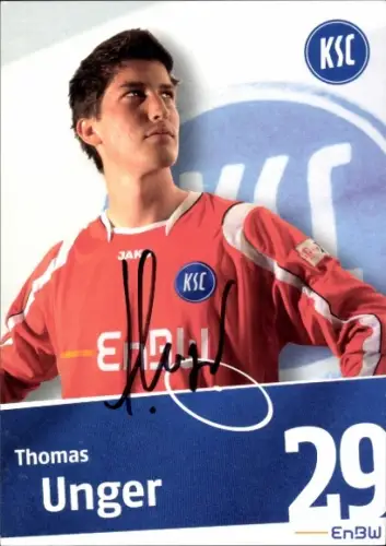 Autogrammkarte Fußballer Thomas Unger, Karlsruher SC, Autogramm