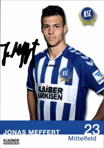 Autogrammkarte Fußballer Jonas Meffert, Karlsruher SC, Autogramm