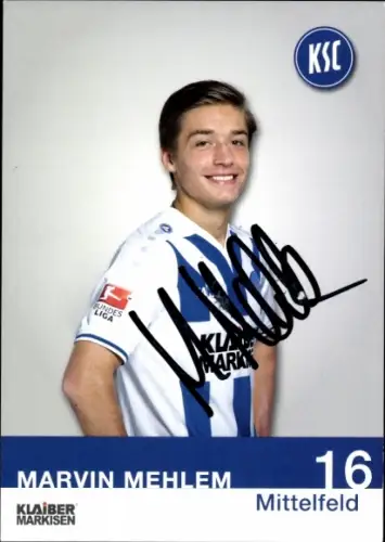 Autogrammkarte Fußballer Marvin Mehlem, Karlsruher SC, Autogramm