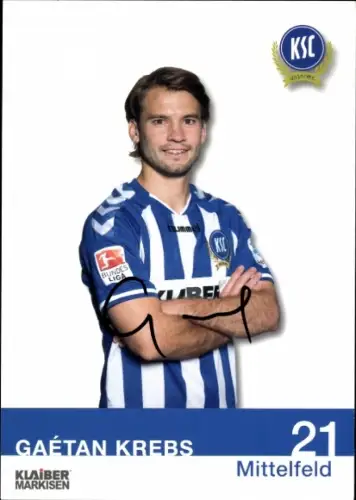 Autogrammkarte Fußballer Gaétan Krebs, Karlsruher SC, Autogramm