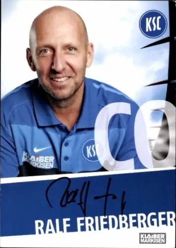Autogrammkarte Trainer Ralf Friedberger, Karlsruher SC, Autogramm