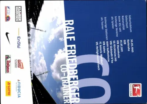 Autogrammkarte Trainer Ralf Friedberger, Karlsruher SC, Autogramm