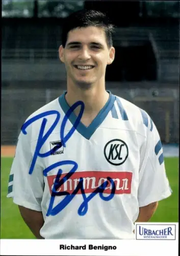 Autogrammkarte Fußballer Richard Benigno, Karlsruher SC, Autogramm
