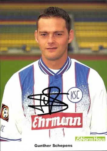 Autogrammkarte Fußballer Gunther Schepens, Karlsruher SC, Autogramm