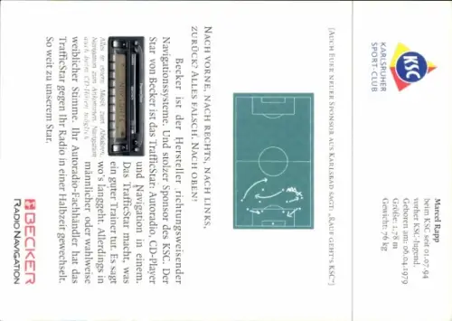 Autogrammkarte Fußballer Marcel Rapp, Karlsruher SC, Autogramm