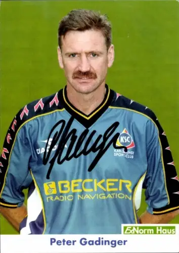 Autogrammkarte Torwart Trainer Peter Gadinger, Karlsruher SC, Autogramm