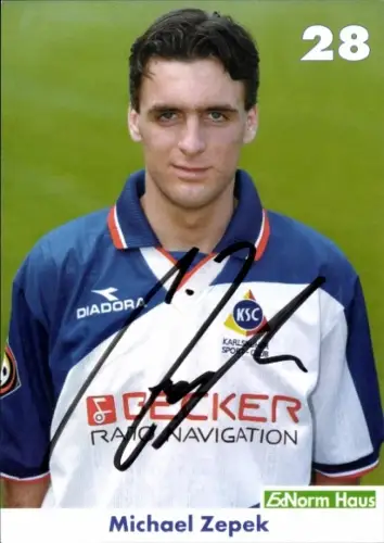 Autogrammkarte Fußballer Michael Zepek, Karlsruher SC, Autogramm