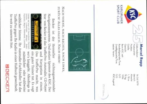 Autogrammkarte Fußballer Marcel Rapp, Karlsruher SC, Autogramm