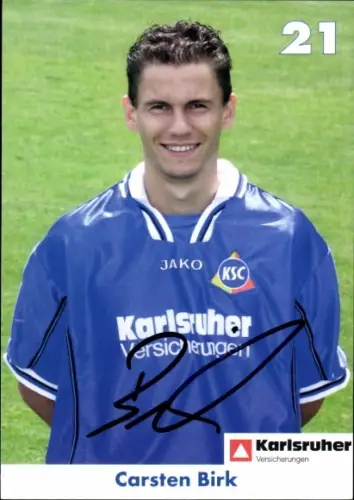 Autogrammkarte Fußballer Carsten Birk, Karlsruher SC, Autogramm